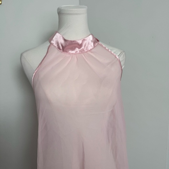 Y2K Elegant Pink Halter Dress Slip Mini Sheer Lingerie coquette Fairycore S\M - Picture 4 of 6